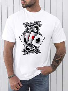 Men Playing Card Print Tee - White - View 5