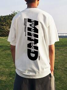 Men Slogan Graphic Drop Shoulder Tee - White - View 1