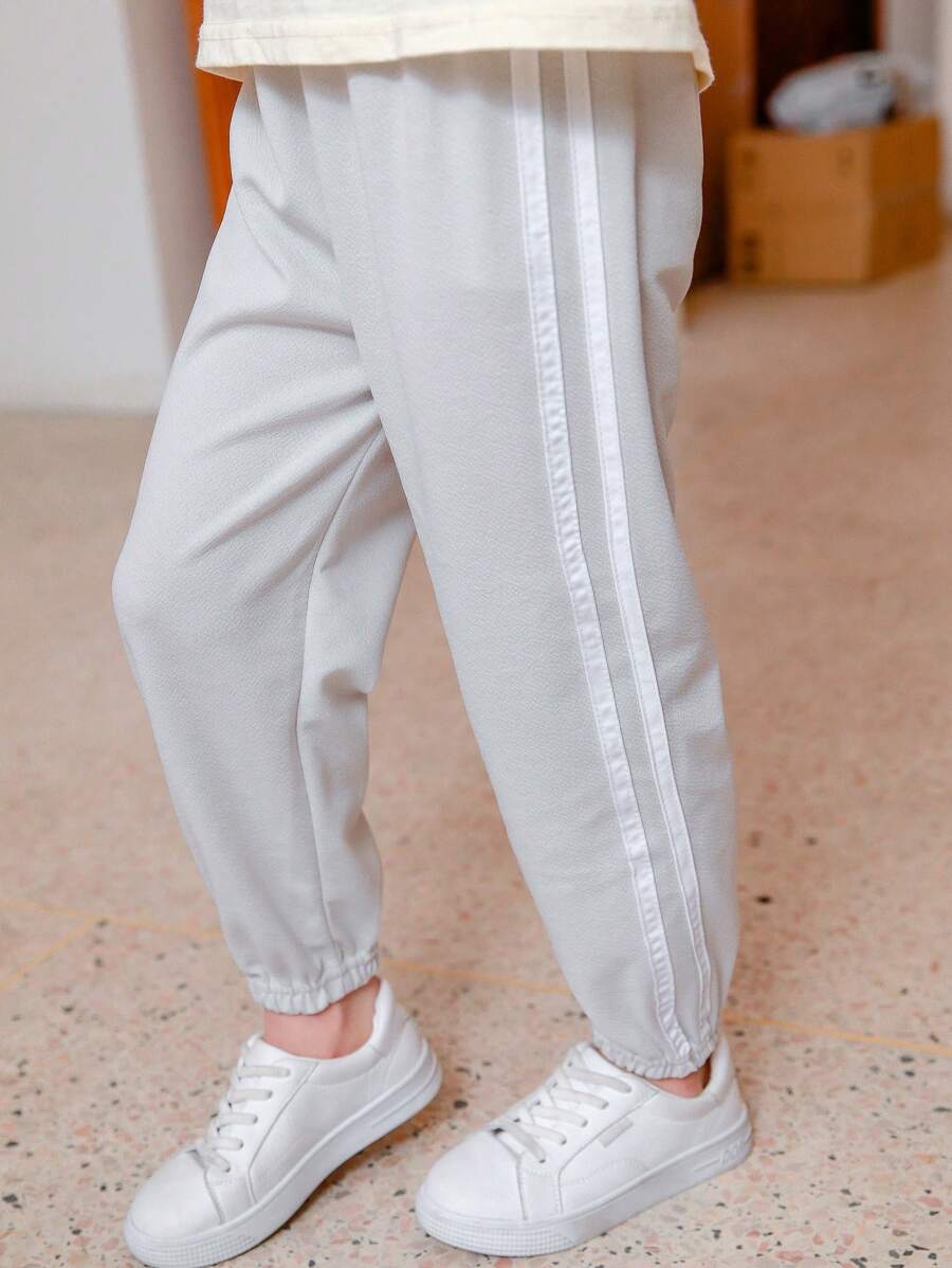 Young Girl Contrast Tape Side Trousers - Grey - View 1