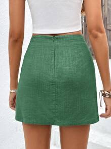 SHEIN Frenchy Falda unicolor cruzado con nudo lateral