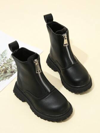1 par de zapatos infantiles, botas de tobillo para niños impermeables y antideslizantes para primavera/otoño, botas altas, botas hasta el tobillo para estudiantes, unisex con suela blanda, cierre frontal tipo Chelsea, opción de forro térmico cálido para la vuelta al cole
