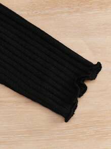 SHEIN Young Girl 3pcs Ribbed Knit Lettuce Trim Tee