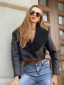 RELISH NOLESS Borg Collar Crop Jacket