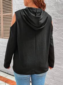 Felpa oversize con spalle scoperte e orlo spaccato - nero - Visualizzare 2