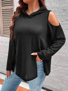 Felpa oversize con spalle scoperte e orlo spaccato - nero - Visualizzare 6