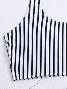 Striped High Waisted Bikini Set For Summer Beach - Multicolor - View 3