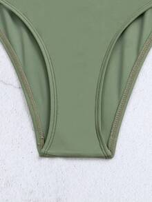 Striped High Waisted Bikini Set For Summer Beach - Multicolor - View 4