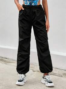 EURMUSE Eo dây rút & Hem Túi nghiêng Quần - màu đen - Xem 1