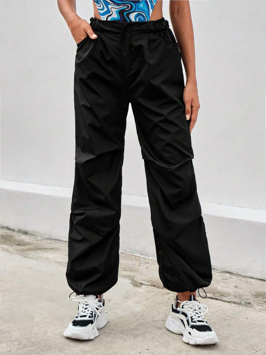 EURMUSE Eo dây rút & Hem Túi nghiêng Quần - màu đen - Xem 1