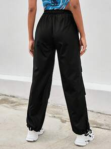 EURMUSE Eo dây rút & Hem Túi nghiêng Quần - màu đen - Xem 2