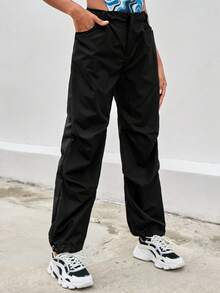 EURMUSE Eo dây rút & Hem Túi nghiêng Quần - màu đen - Xem 4