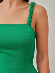 SHE(IN) BRASIL 下擺開叉露背吊帶洋裝 - 綠色 - 查看 6