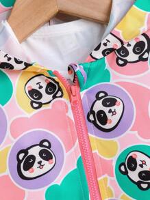 SHEIN 嬰兒卡通圖案拉鏈開襟連帽外套 - 彩色 - 查看 5