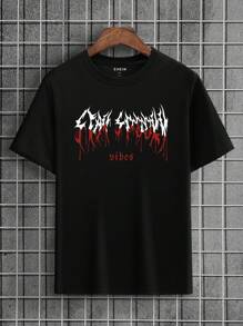 Men Letter Graphic Tee - Black - View 1