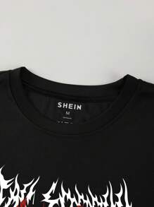 Men Letter Graphic Tee - Black - View 3
