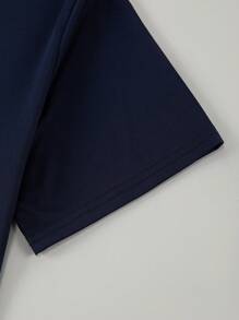 Hombres Camiseta con estampado de letra - Azul Marino - Ver 3