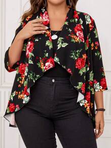 EMERY ROSE Hơn In hoa Mở Mặt trước áo - Nhiều màu - Xem 5