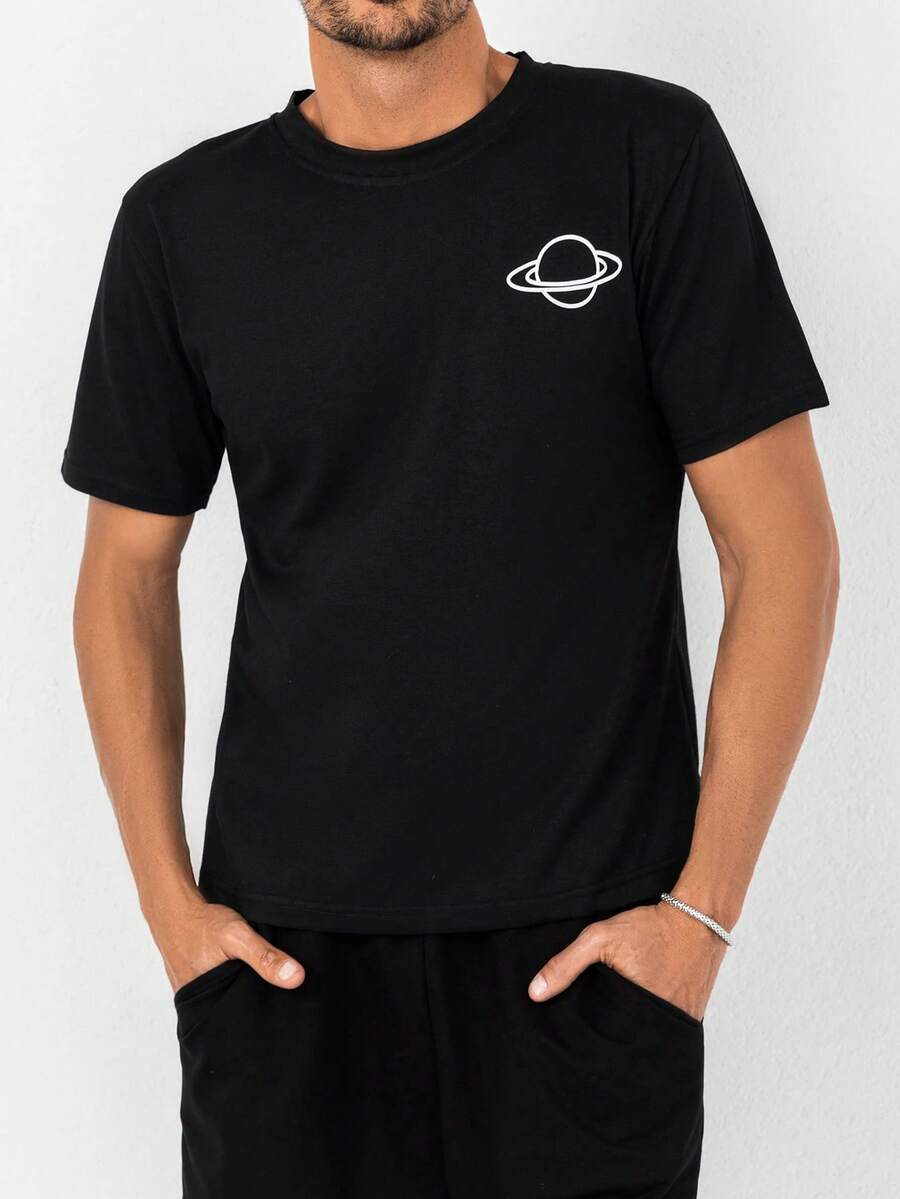 RueChic Nam In hành tinh Áo thun - màu đen - Xem 1