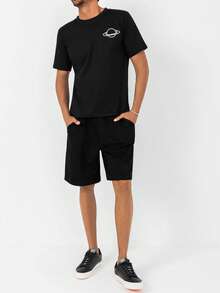 RueChic Nam In hành tinh Áo thun - màu đen - Xem 4