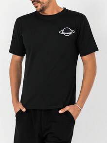 RueChic Nam In hành tinh Áo thun - màu đen - Xem 5