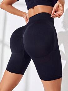 Yoga Basic 無縫寬腰帶頂針運動短褲