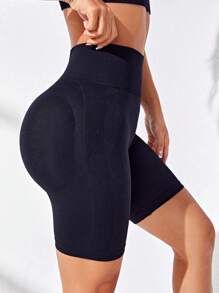 Yoga Basic 無縫寬腰帶頂針運動短褲