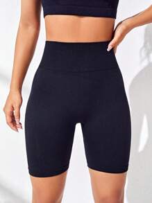 Yoga Basic 無縫寬腰帶頂針運動短褲