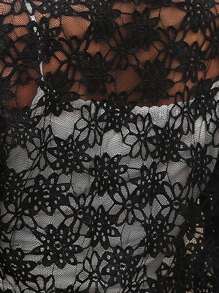 SHEIN LUNE Open Front Crop Lace Jacket - Black - View 7