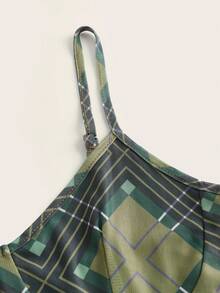 SHEIN EZwear In Địa lý Tie Trước Váy Dây - màu xanh lá - Xem 4