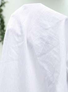 SHEIN VCAY 網眼刺繡荷葉袖襯衫 - 白色 - 查看 7