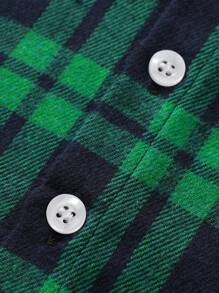 男嬰格紋圖案補丁口袋襯衫,柔軟舒服紳士風格