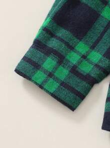 男嬰格紋圖案補丁口袋襯衫,柔軟舒服紳士風格