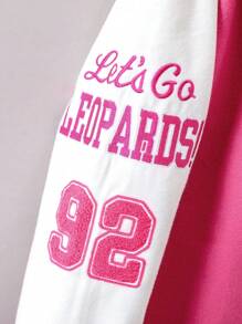 SHEIN Tween Girl Letter Graphic Double Breasted Drop Shoulder Overcoat Without Sweater - Hot Pink - View 6