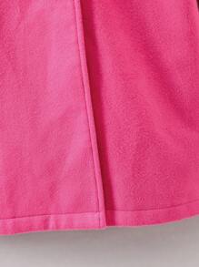 SHEIN Tween Girl Letter Graphic Double Breasted Drop Shoulder Overcoat Without Sweater - Hot Pink - View 8