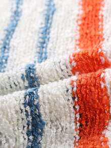 CILKOO Jersey con patrón de rayas de manga murciélago de punto de malla - Blanco - Ver 8