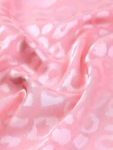 DOKOTOO Blusa de leopardo jacquard ribete con fruncido de satén - Rosa - Ver 8