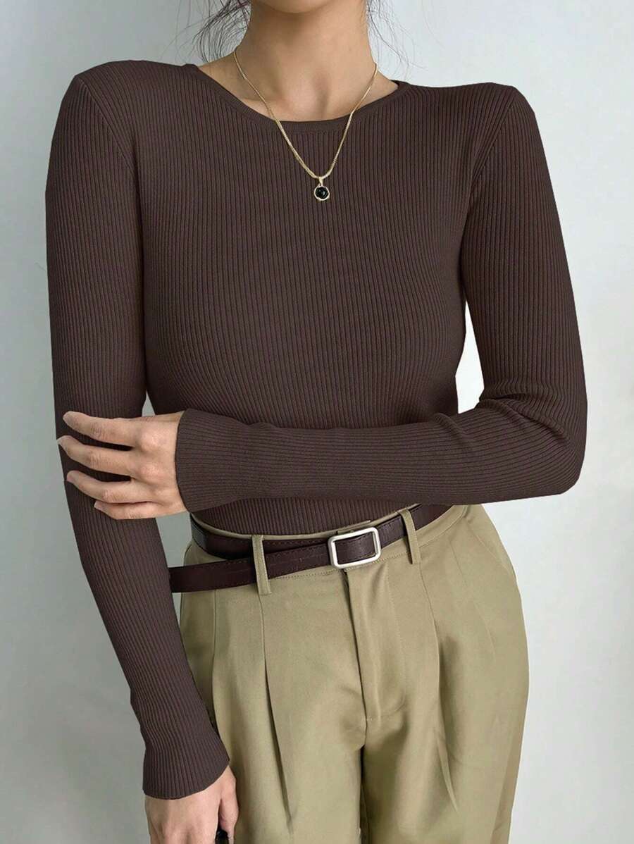 DAZY 秋冬商务休闲纯色修身毛衣、长袖上衣、秋季女装