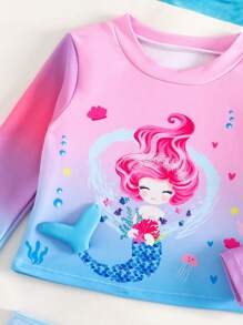 女婴美人鱼印花荷叶边沙滩装夏季海滩装 - 彩色 - 查看 5