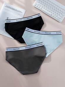 3pack Contrast Letter Tape Panty - Multicolor - View 4