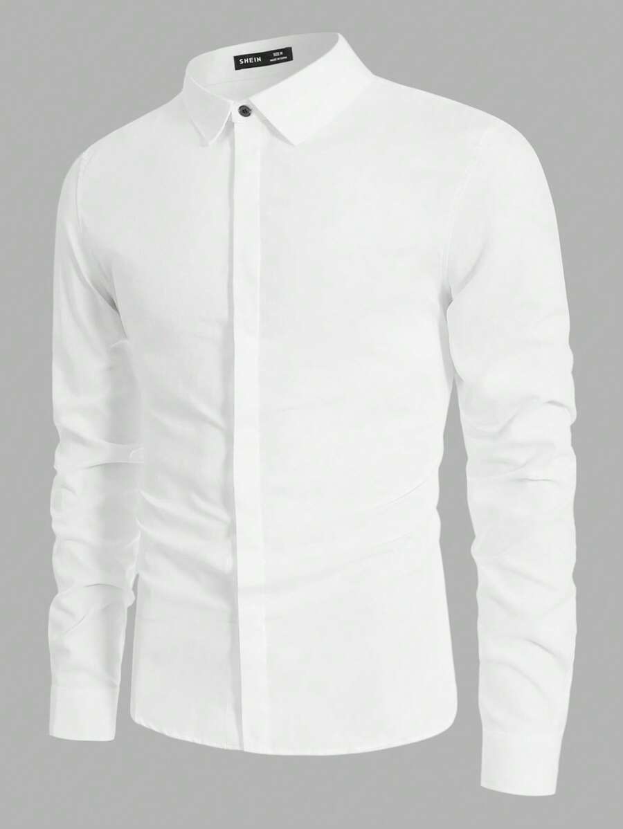 Manfinity NiteLyfe Men Solid Button Front Shirt - White - View 1