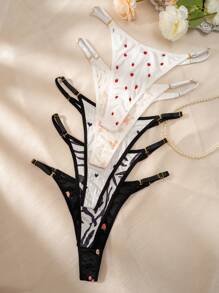 Eraneu 5packs Strawberry Heart Print Sexy G-String - Multicolor - View 1