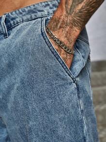 Manfinity EMRG Men Flap Pocket Side Cargo Trousers - Light Wash - View 6