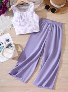 Tween Girl Tie Dye Tank Top & Wide Leg Pants - Multicolor - View 1