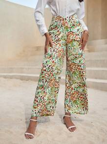 GENKIRA Allover Print Wide Leg Pants - Multicolor - View 1