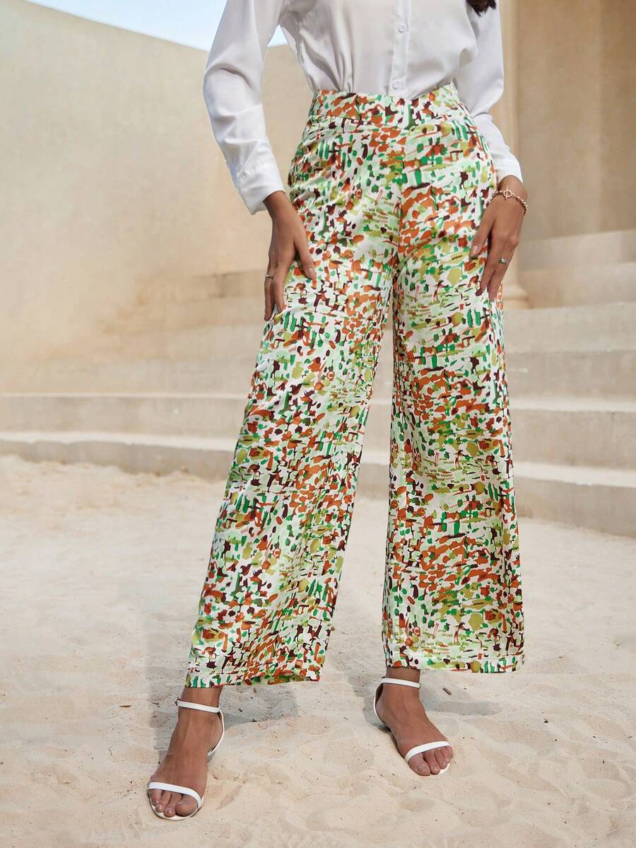 GENKIRA Allover Print Wide Leg Pants - Multicolor - View 1