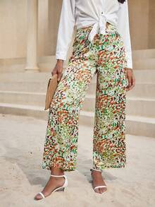 GENKIRA Allover Print Wide Leg Pants - Multicolor - View 4