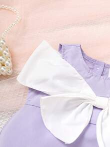 女嬰前大蝴蝶結挖肩連體衣 - 紫羅蘭色 - 查看 3
