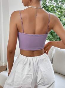 SHEIN EZwear Chất rắn Cắt chóp Cami - Màu tím - Xem 2