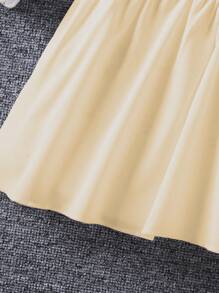 Cô Gái Trẻ Chất rắn Viền Ruffle Đầm - Màu be - Xem 5