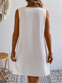 Breezaya Contrast Geo Tape Tunic Dress - White - View 2